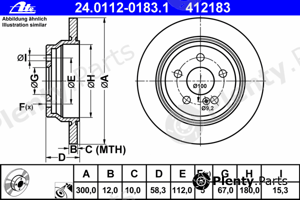 ATE part 24.0112-0183.1 (24011201831) Brake Disc
