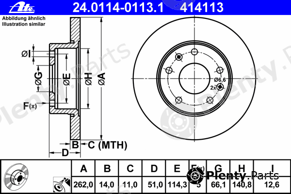  ATE part 24.0114-0113.1 (24011401131) Brake Disc