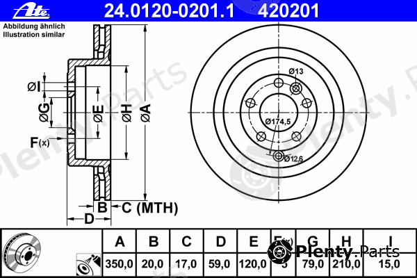  ATE part 24.0120-0201.1 (24012002011) Brake Disc