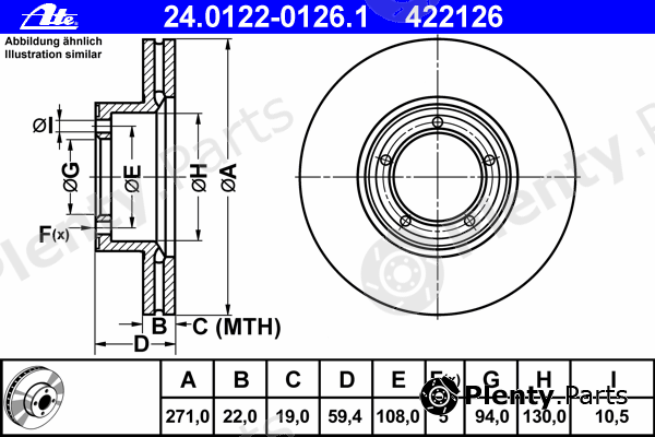  ATE part 24.0122-0126.1 (24012201261) Brake Disc