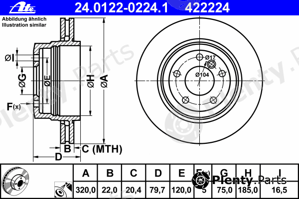  ATE part 24.0122-0224.1 (24012202241) Brake Disc