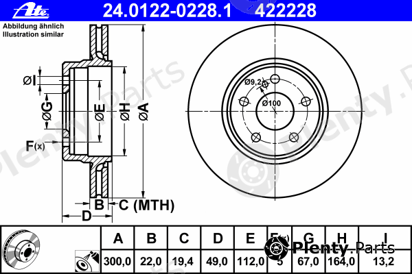  ATE part 24.0122-0228.1 (24012202281) Brake Disc