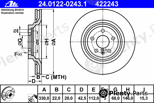  ATE part 24.0122-0243.1 (24012202431) Brake Disc