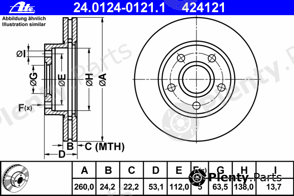  ATE part 24.0124-0121.1 (24012401211) Brake Disc