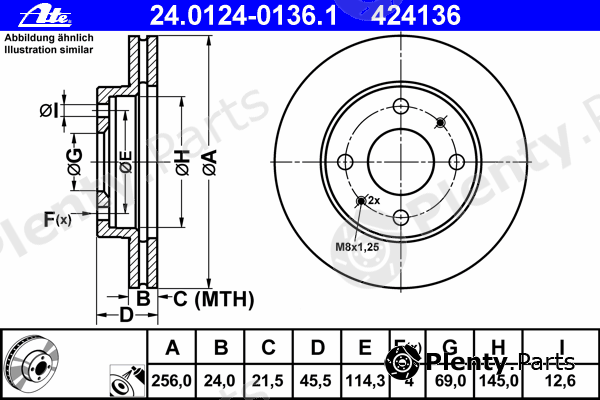  ATE part 24.0124-0136.1 (24012401361) Brake Disc