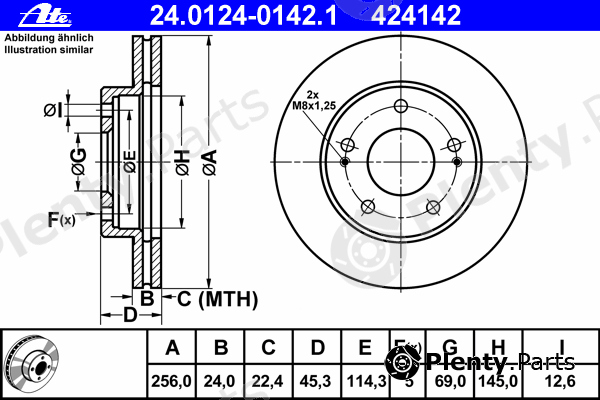  ATE part 24.0124-0142.1 (24012401421) Brake Disc