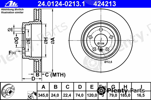  ATE part 24.0124-0213.1 (24012402131) Brake Disc