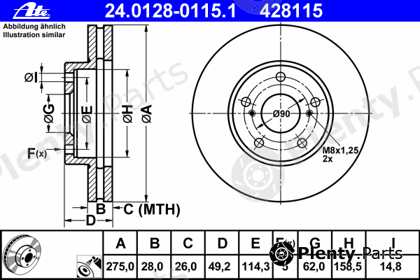  ATE part 24.0128-0115.1 (24012801151) Brake Disc