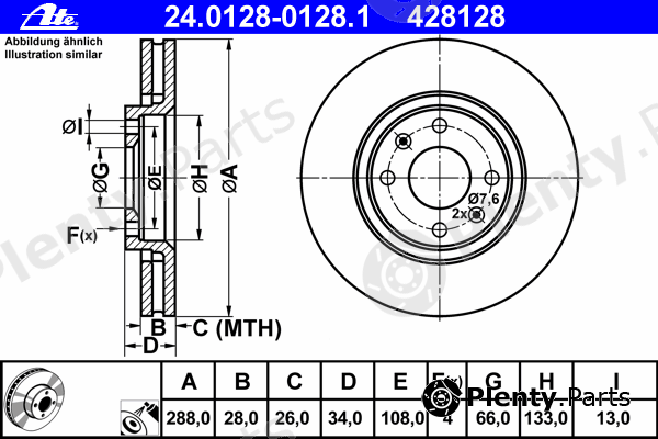  ATE part 24.0128-0128.1 (24012801281) Brake Disc