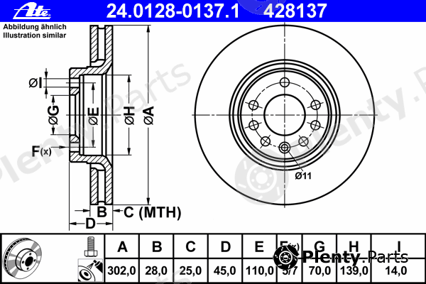  ATE part 24.0128-0137.1 (24012801371) Brake Disc