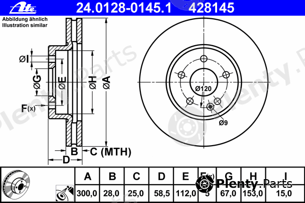  ATE part 24.0128-0145.1 (24012801451) Brake Disc