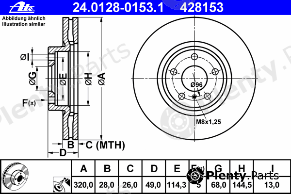  ATE part 24.0128-0153.1 (24012801531) Brake Disc