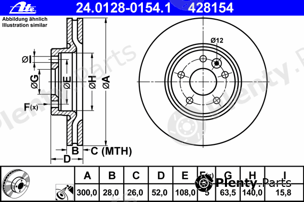  ATE part 24.0128-0154.1 (24012801541) Brake Disc