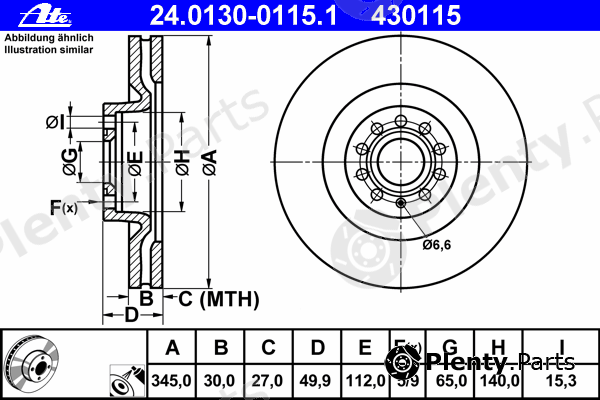  ATE part 24.0130-0115.1 (24013001151) Brake Disc