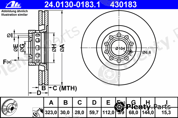  ATE part 24.0130-0183.1 (24013001831) Brake Disc