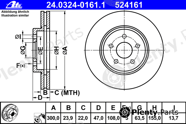  ATE part 24.0324-0161.1 (24032401611) Brake Disc
