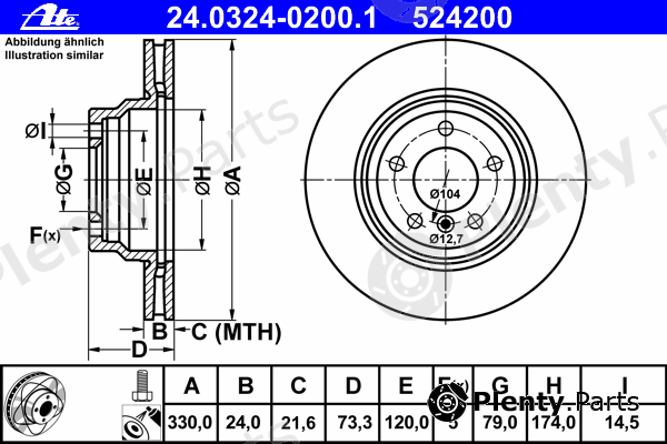  ATE part 24.0324-0200.1 (24032402001) Brake Disc