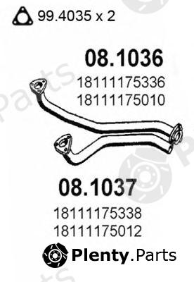  ASSO part 08.1036 (081036) Exhaust Pipe