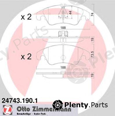  ZIMMERMANN part 24743.190.1 (247431901) Brake Pad Set, disc brake