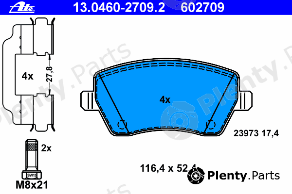  ATE part 13.0460-2709.2 (13046027092) Brake Pad Set, disc brake