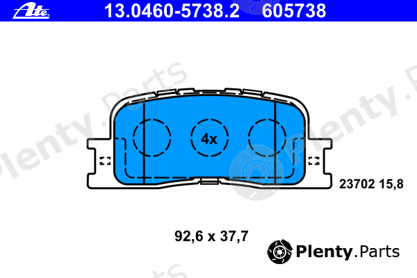  ATE part 13.0460-5738.2 (13046057382) Brake Pad Set, disc brake