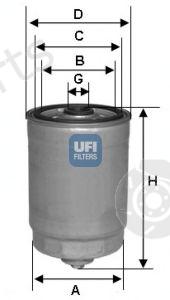  UFI part 24.350.00 (2435000) Fuel filter