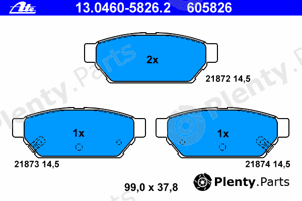  ATE part 13.0460-5826.2 (13046058262) Brake Pad Set, disc brake