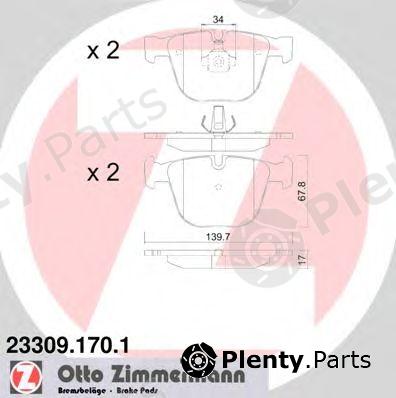  ZIMMERMANN part 23309.170.1 (233091701) Brake Pad Set, disc brake