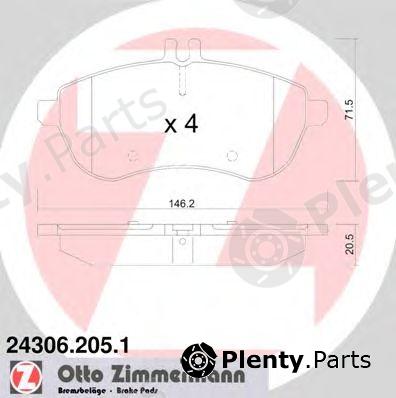  ZIMMERMANN part 24306.205.1 (243062051) Brake Pad Set, disc brake