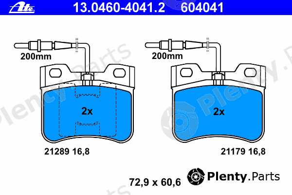  ATE part 13.0460-4041.2 (13046040412) Brake Pad Set, disc brake