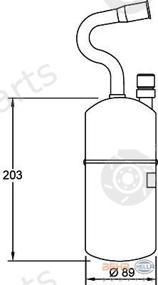  HELLA part 8FT351192-021 (8FT351192021) Dryer, air conditioning