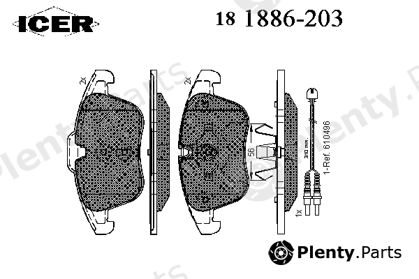  ICER part 181886-203 (181886203) Brake Pad Set, disc brake