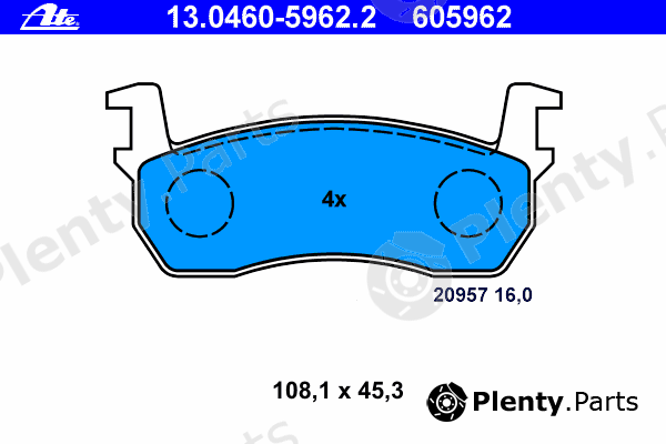  ATE part 13.0460-5962.2 (13046059622) Brake Pad Set, disc brake