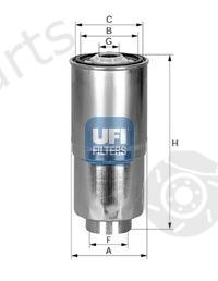  UFI part 24.380.00 (2438000) Fuel filter