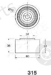  ASHIKA part 45-03-315 (4503315) Tensioner, timing belt