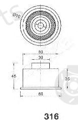  ASHIKA part 45-03-316 (4503316) Tensioner, timing belt