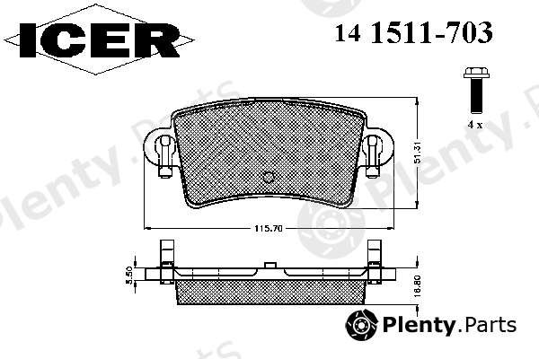  ICER part 141511-703 (141511703) Brake Pad Set, disc brake