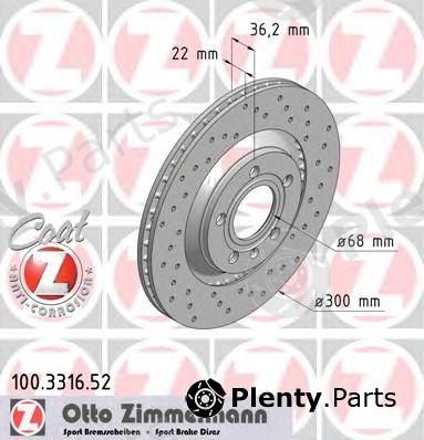  ZIMMERMANN part 100.3316.52 (100331652) Brake Disc