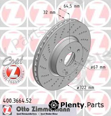  ZIMMERMANN part 400.3664.52 (400366452) Brake Disc