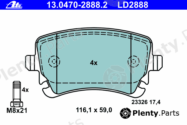  ATE part 13.0470-2888.2 (13047028882) Brake Pad Set, disc brake