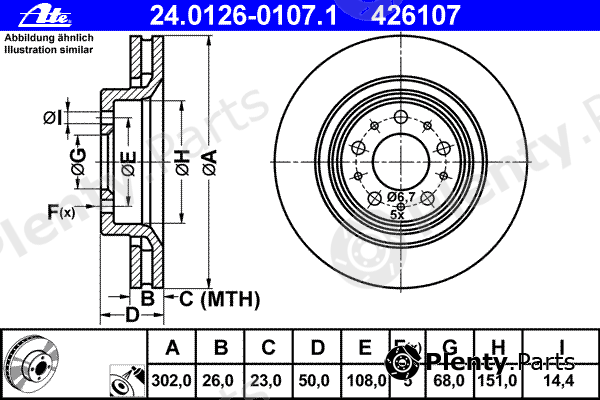  ATE part 24.0126-0107.1 (24012601071) Brake Disc