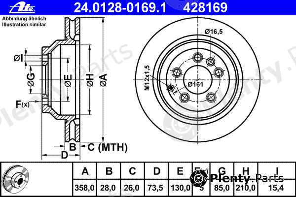  ATE part 24.0128-0169.1 (24012801691) Brake Disc