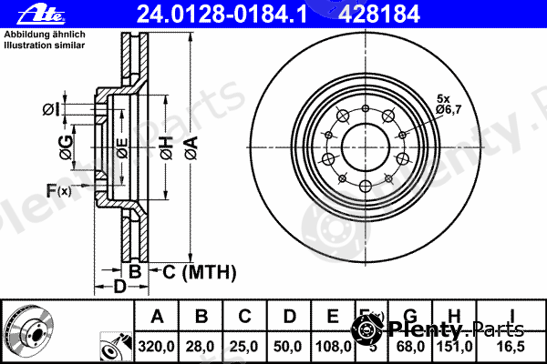  ATE part 24.0128-0184.1 (24012801841) Brake Disc