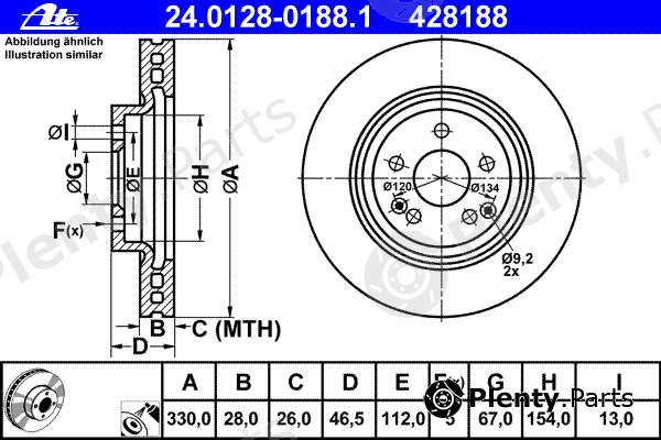  ATE part 24.0128-0188.1 (24012801881) Brake Disc