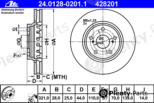  ATE part 24.0128-0201.1 (24012802011) Brake Disc