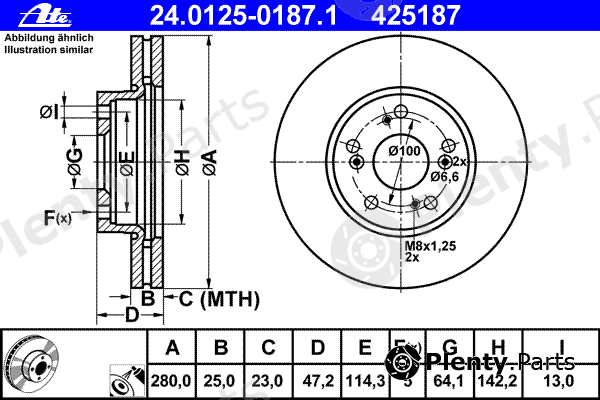  ATE part 24-0125-0187-1 (24012501871) Brake Disc