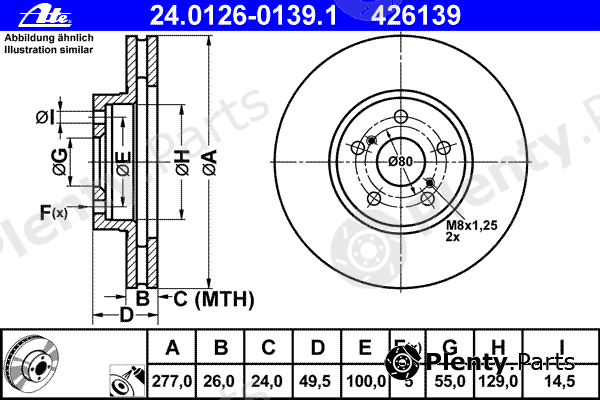  ATE part 24.0126-0139.1 (24012601391) Brake Disc