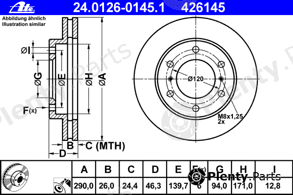  ATE part 24.0126-0145.1 (24012601451) Brake Disc