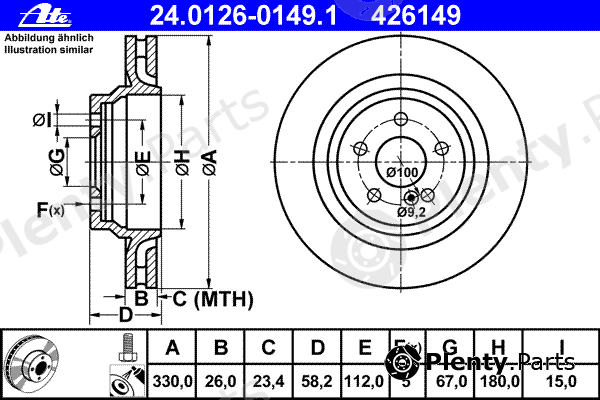  ATE part 24.0126-0149.1 (24012601491) Brake Disc