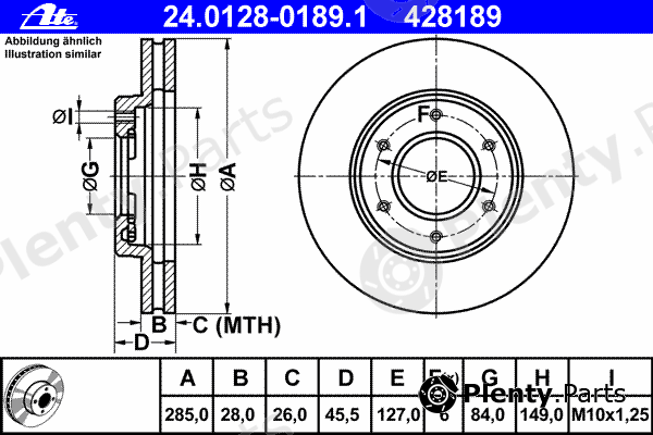  ATE part 24.0128-0189.1 (24012801891) Brake Disc